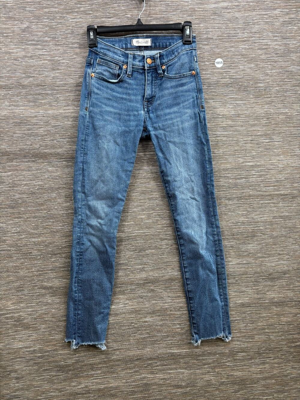 Madewell 9” High-Rise Skinny Crop Jeans Womens Size 23 Blue Mid Rise Raw Hem